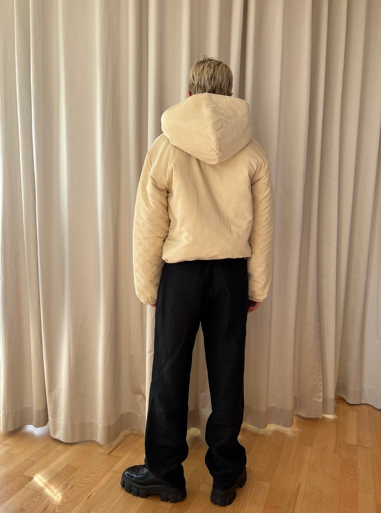 Beige Corduroy Puffer Jacket