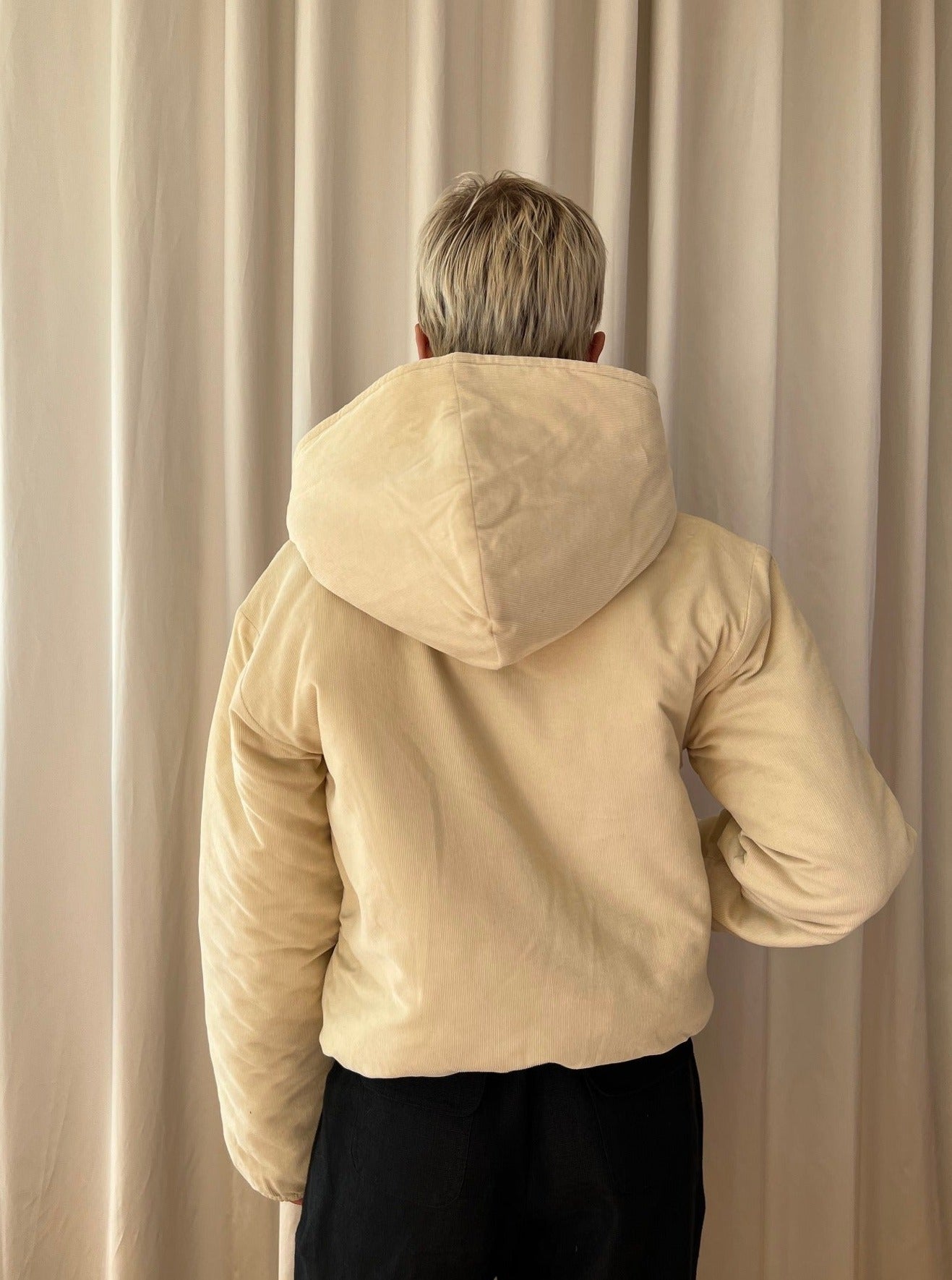 Beige Corduroy Puffer Jacket