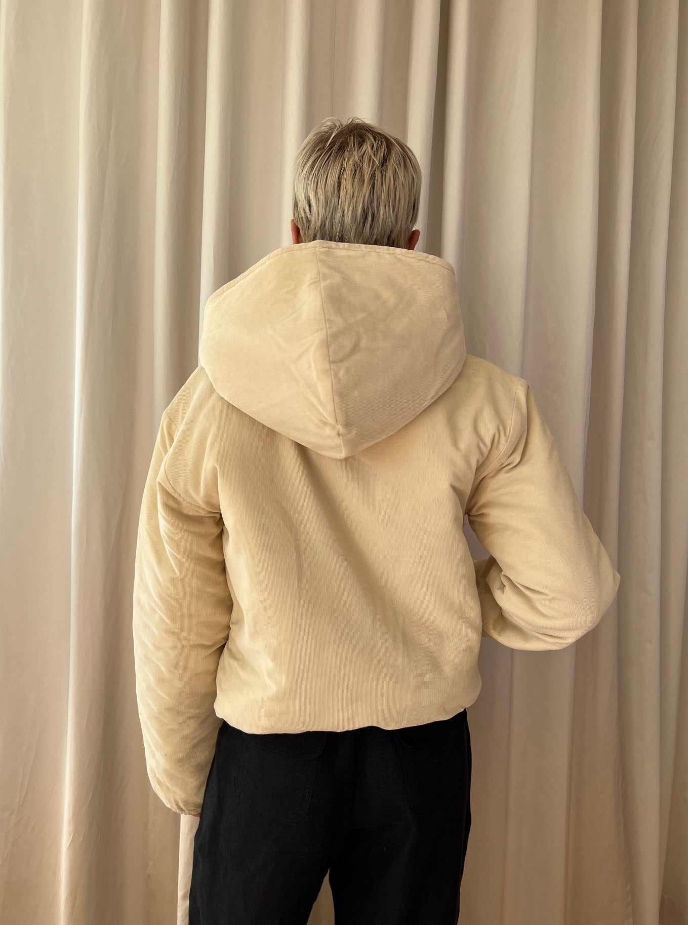 Beige Corduroy Puffer Jacket