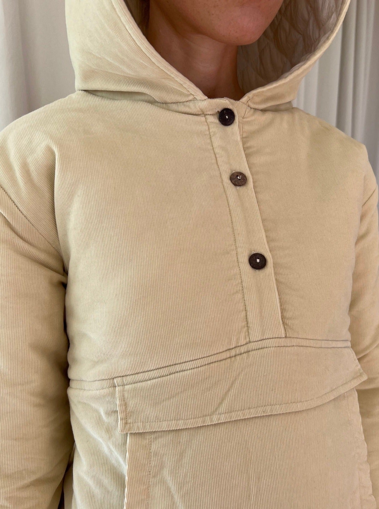 Beige Corduroy Puffer Jacket