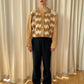 Brown Gingham Leather Suede Jacket