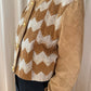 Brown Gingham Leather Suede Jacket