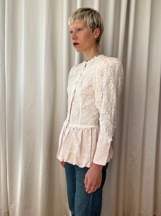 80s Lace Shirt with Buttons