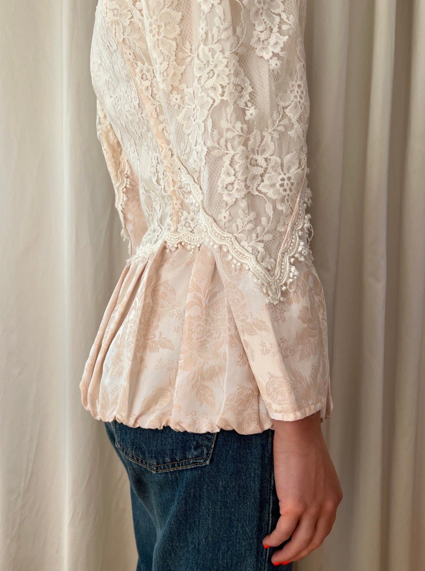 80s Lace Shirt with Buttons